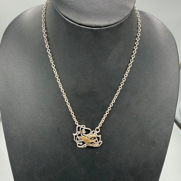 NWT Rook & Crow 19" Silver & Gold Tone Bird Pendant Necklace - Picture 1 of 6